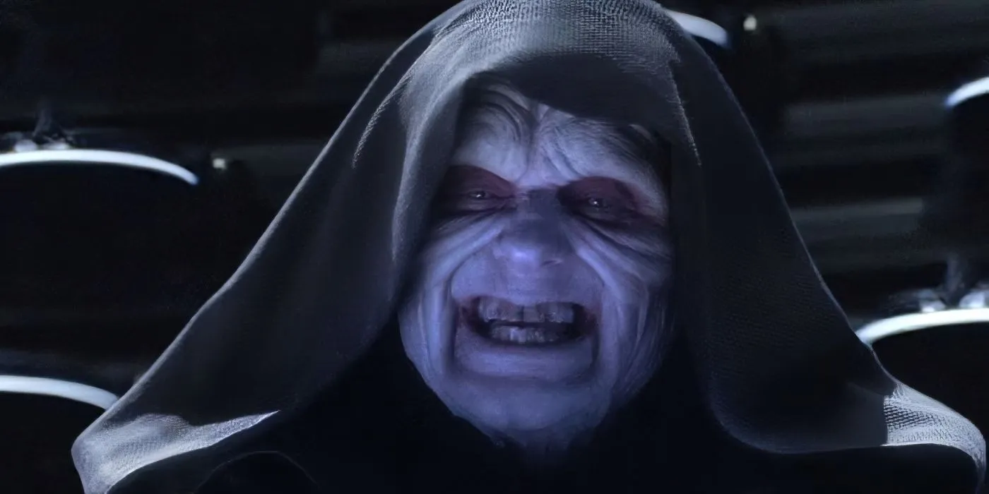 Yoda facing Palpatine