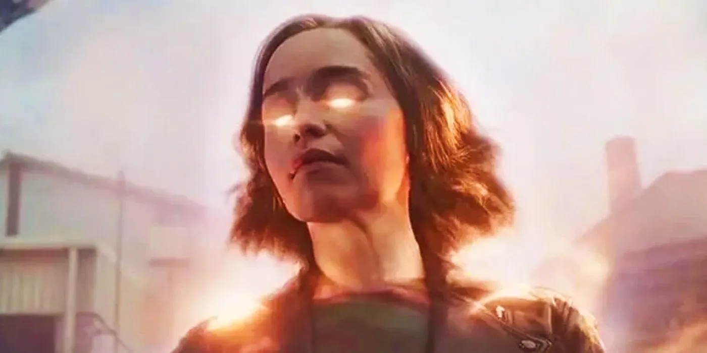 G'iah glowing with Captain Marvel's powers in Secret Invasion's finale G'iah glowing with Captain Marvel's powers in Secret Invasion's finale