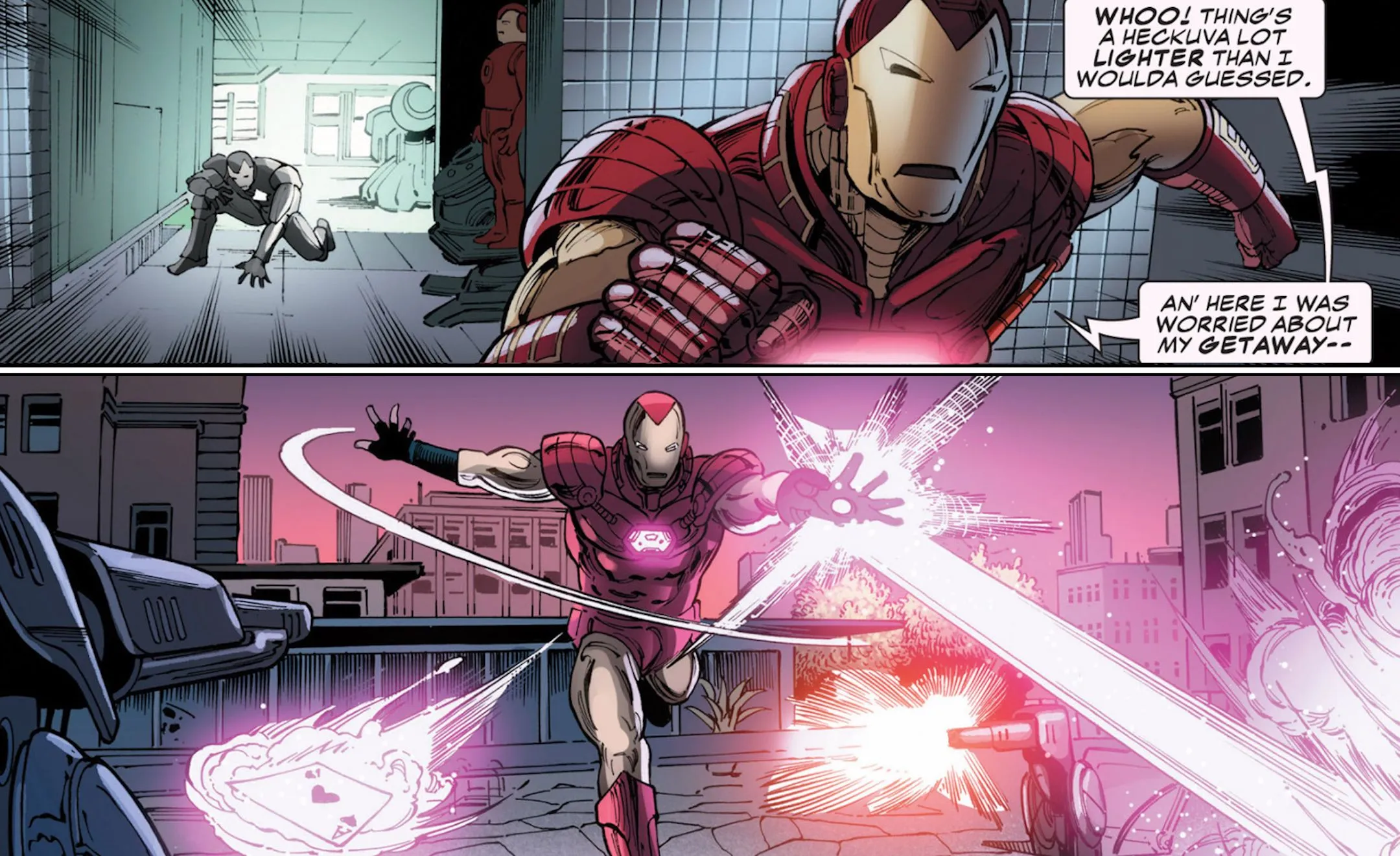 Gambit uses Iron Man armor Gambit uses Iron Man armor