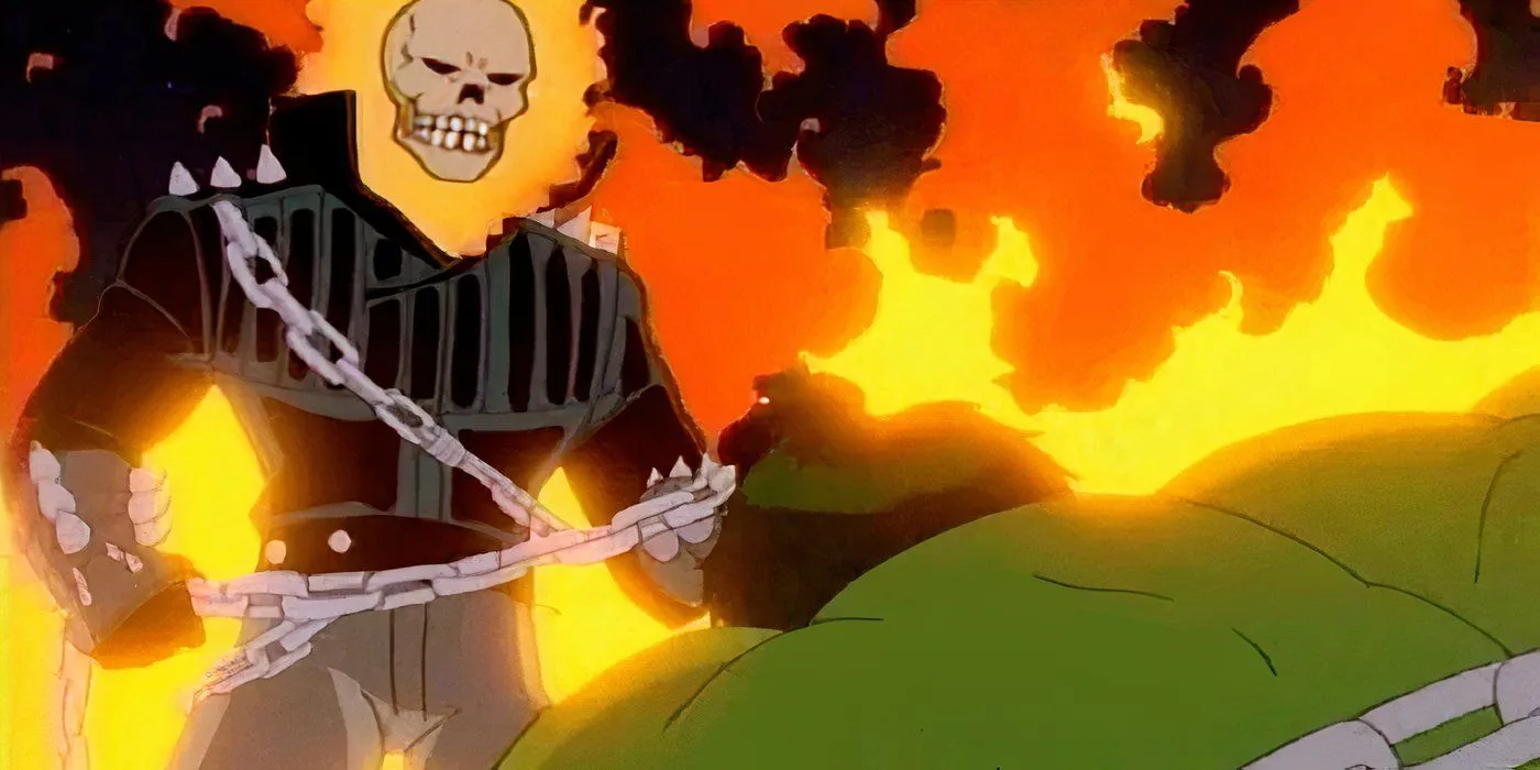 Ghost Rider standing over Hulk Ghost Rider standing over Hulk