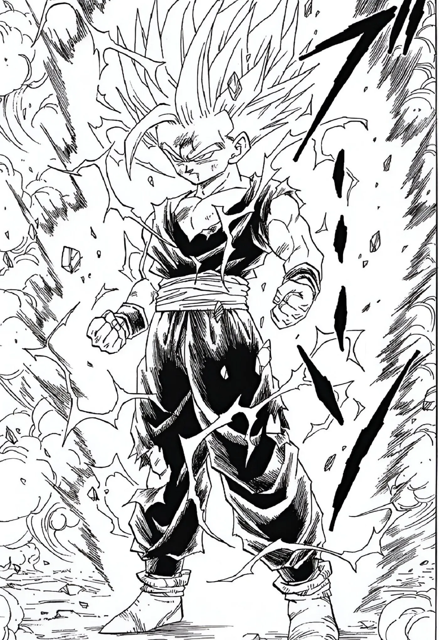 Gohan transforming into Super Saiyan 2