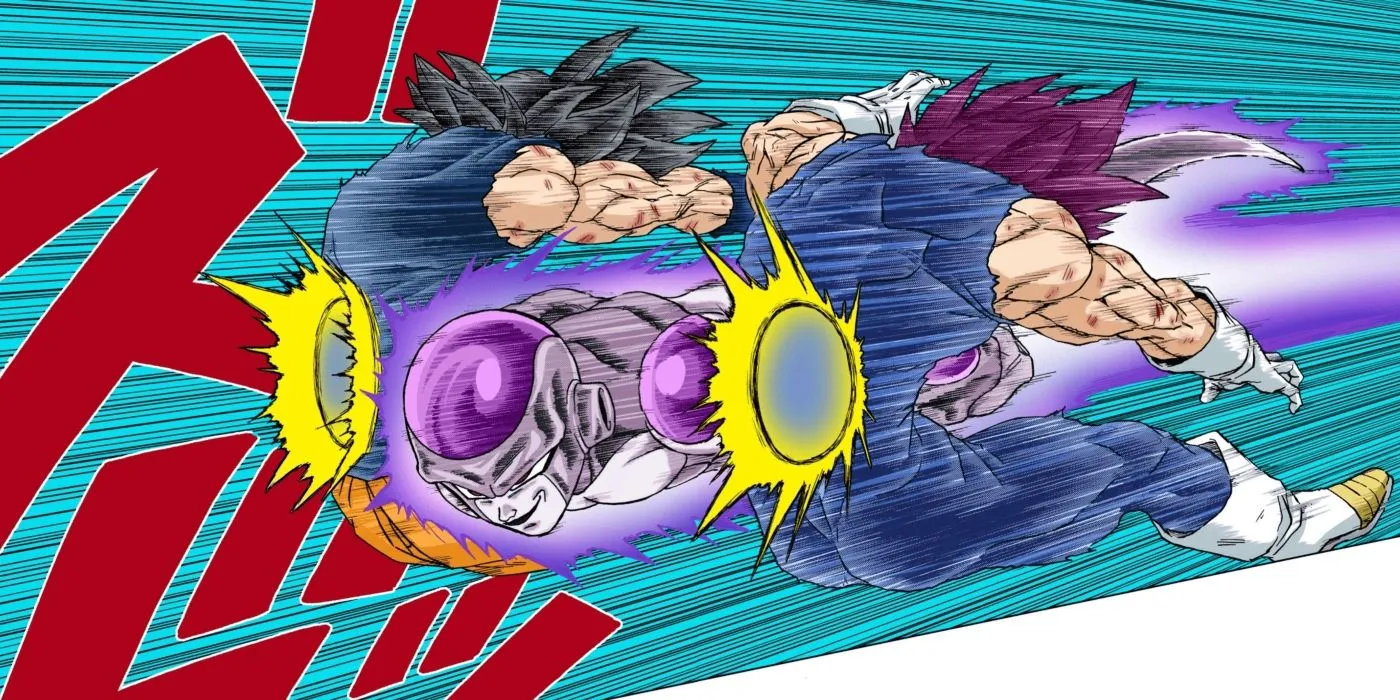 Black Frieza defeating Goku and Vegeta