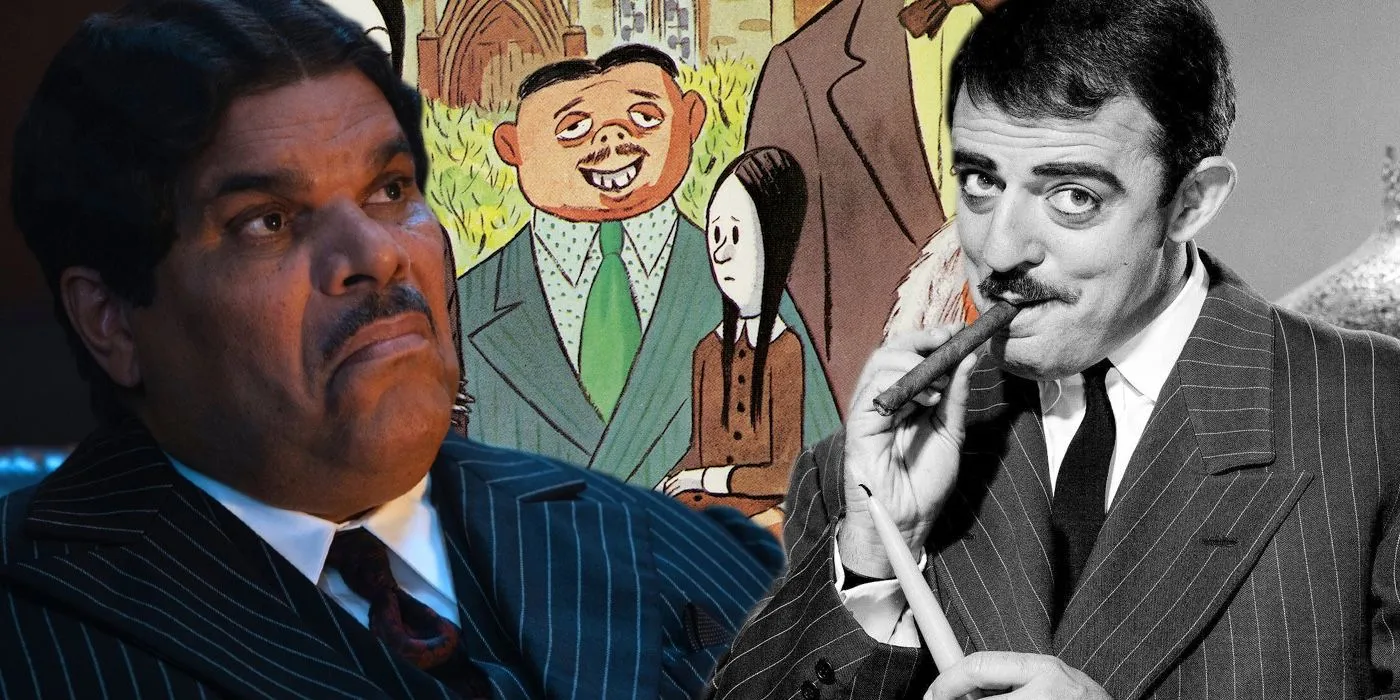 A composite image of Gomez Addams in various adaptations A composite image of Gomez Addams in various adaptations