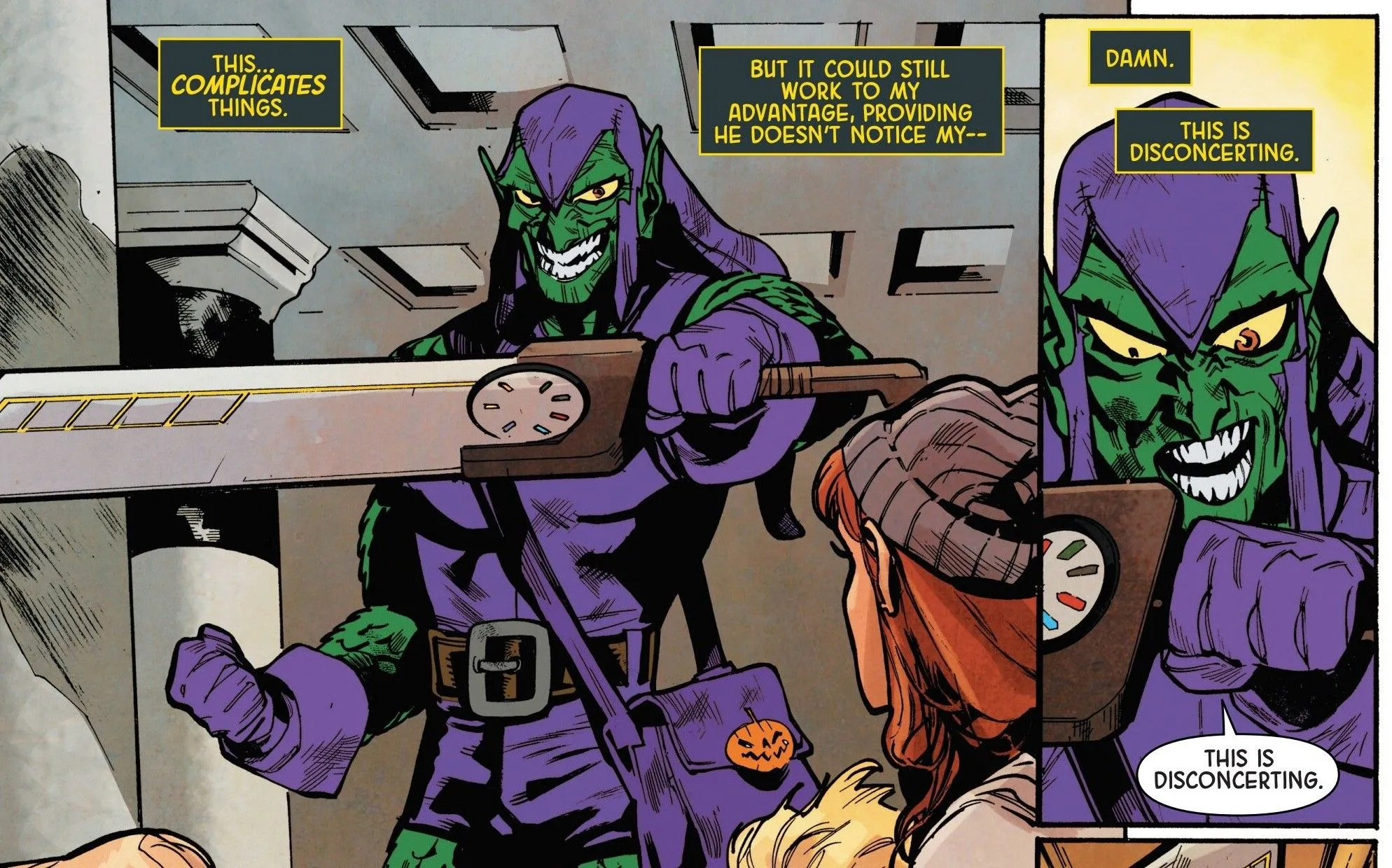 Green Goblin Holds the Infinity Sword While Zavala Talks Through Text Boxes