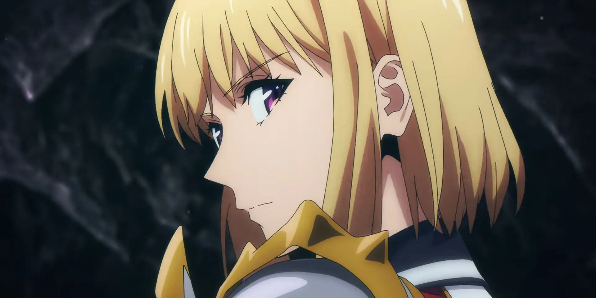 Hae-in Cha, a woman with a blonde bob, looks back over her shoulder in a screenshot from the Solo Leveling anime. Hae-in Cha, a woman with a blonde bob, looks back over her shoulder in a screenshot from the Solo Leveling anime.