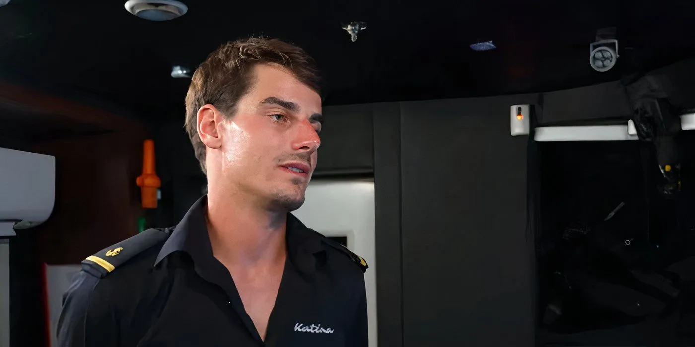 Harry Van Vliet looking stern on Below Deck Down Under