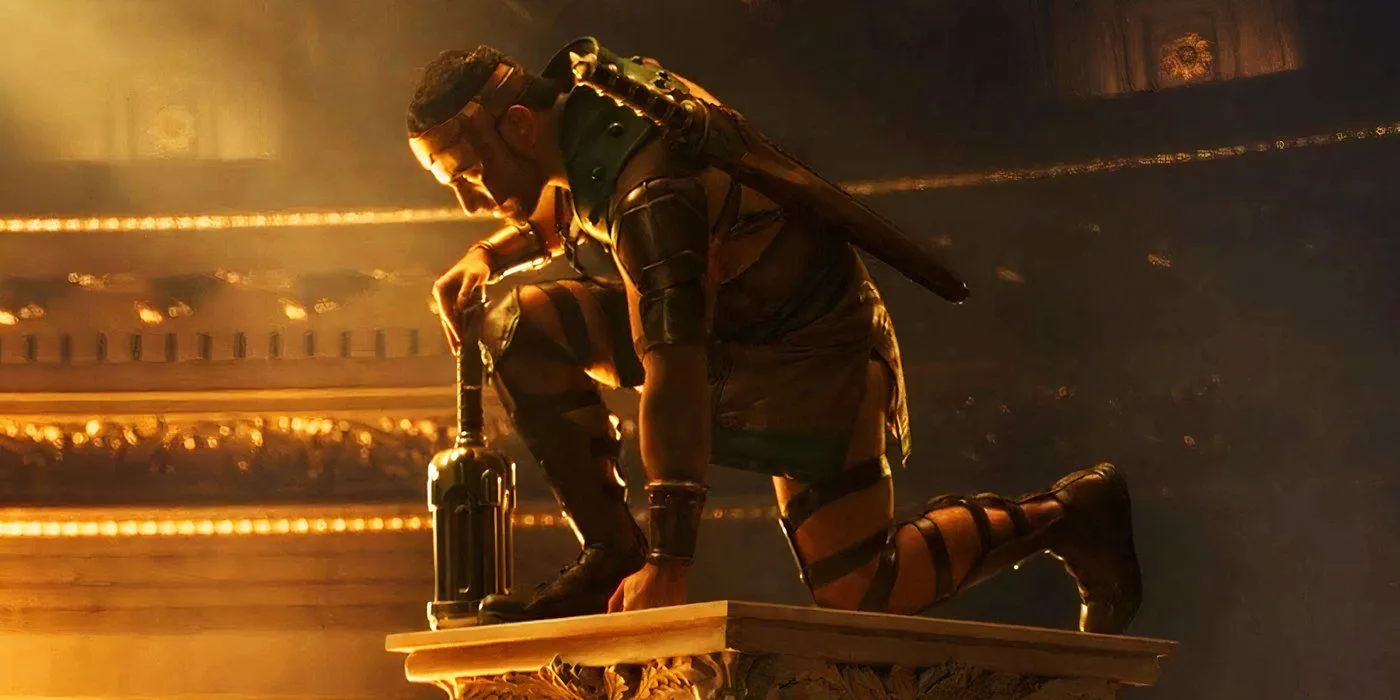 Hercules kneeling on one knee in Thor Love and Thunder