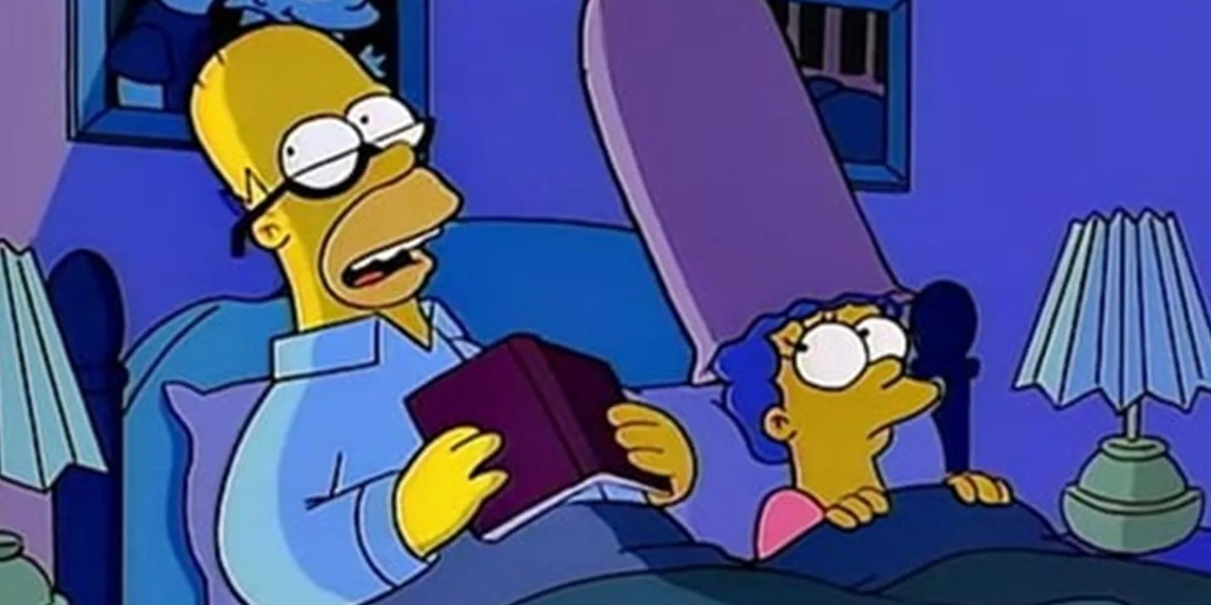 Homer and Marge lying in bed in The Simpsons