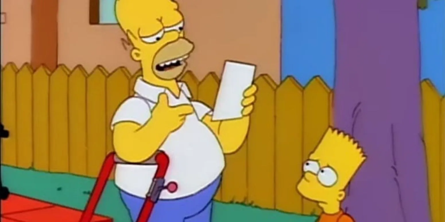 Homer looks at Bart's report card in The Simpsons
