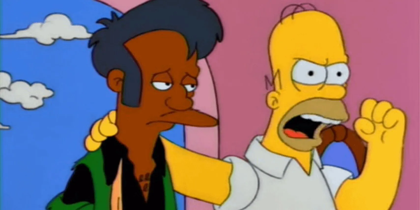 Homer and Apu talking.