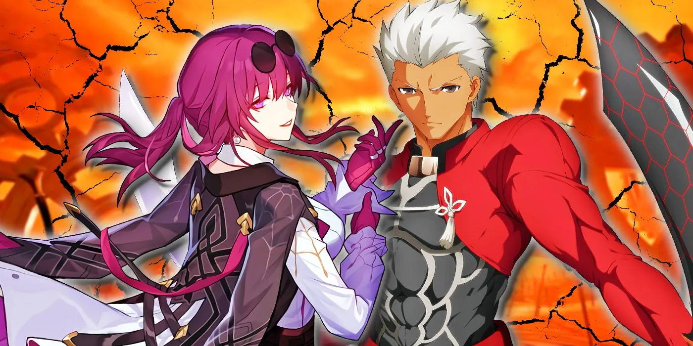 Honkai Star Rail's Kafka stands with Fate's Archer.