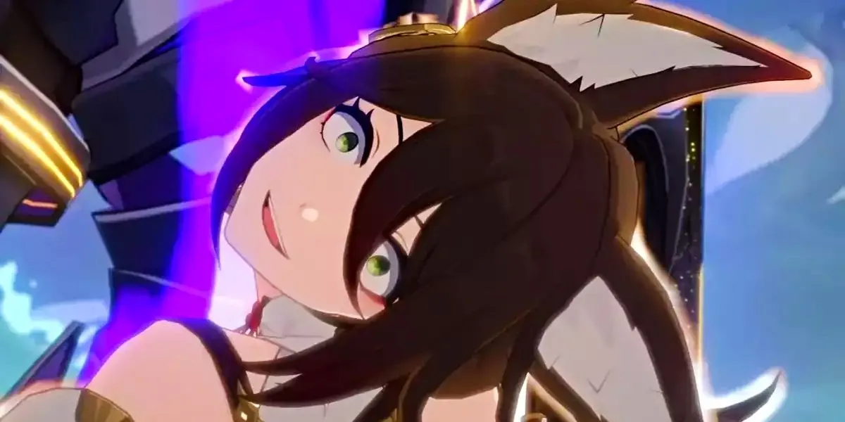 Honkai Star Rail's Tingyun faces danger in a cutscene. Honkai Star Rail's Tingyun faces danger in a cutscene.
