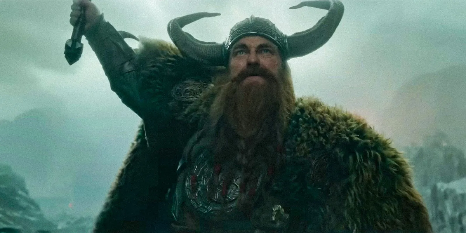 Stoick (Gerard Butler) raising his axe Stoick (Gerard Butler) raising his axe