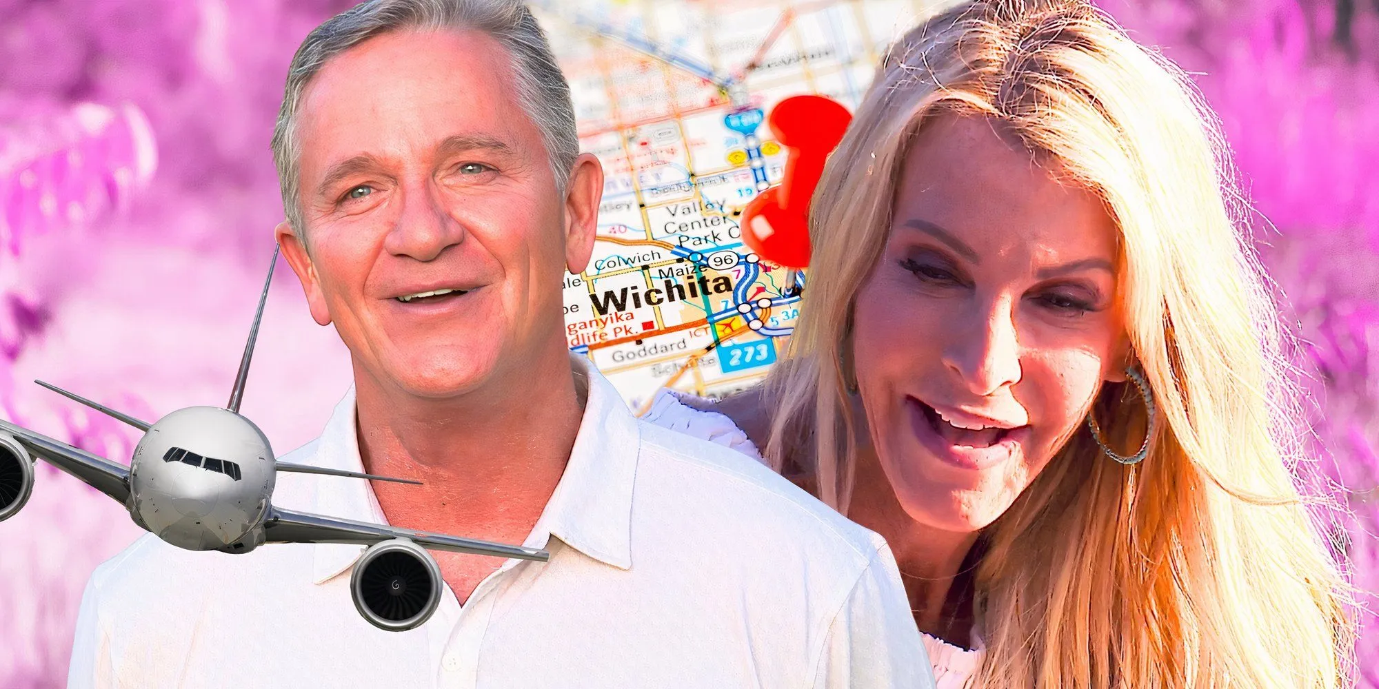 Montage image of The Golden Bachelorette's Chock Chapple and Joan Vassos with a Wichita background Montage image of The Golden Bachelorette's Chock Chapple and Joan Vassos with a Wichita background