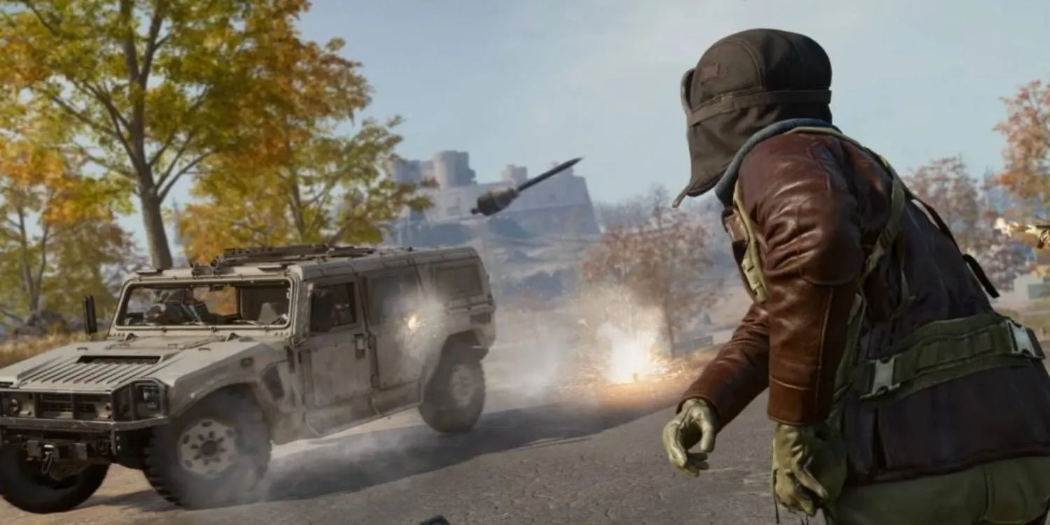 Black Ops 6 character throwing Thermite at a vehicle to damage it over time