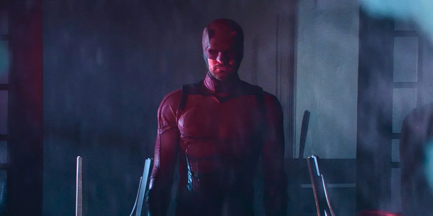 Image of Charlie Cox's Matt Murdock standing in Josie's with his Daredevil suit on in Daredevil Born Again (2025) Image of Charlie Cox's Matt Murdock standing in Josie's with his Daredevil suit on in Daredevil Born Again (2025)