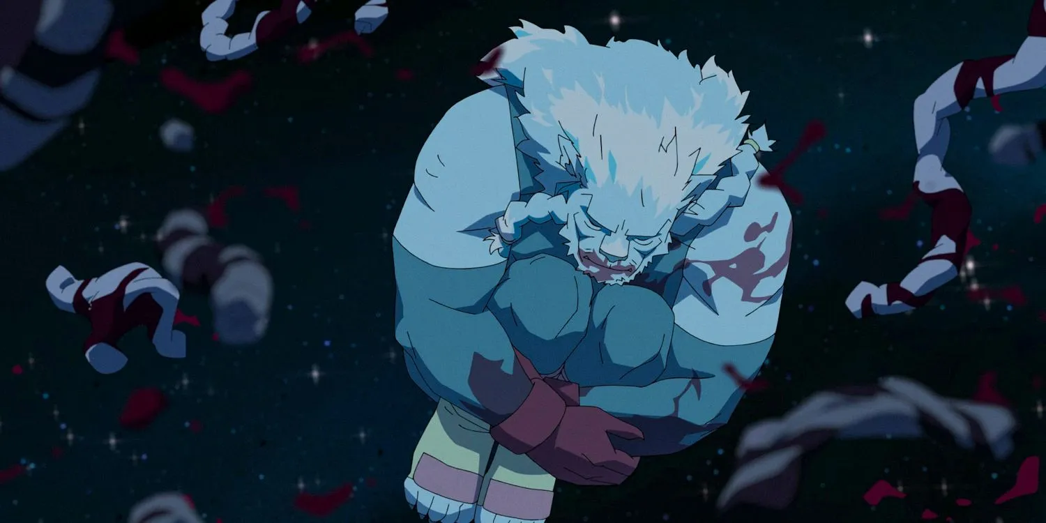 Battle Beast frozen, floating in space in Invincible Season 3 Ep 8 Battle Beast frozen, floating in space in Invincible Season 3 Ep 8