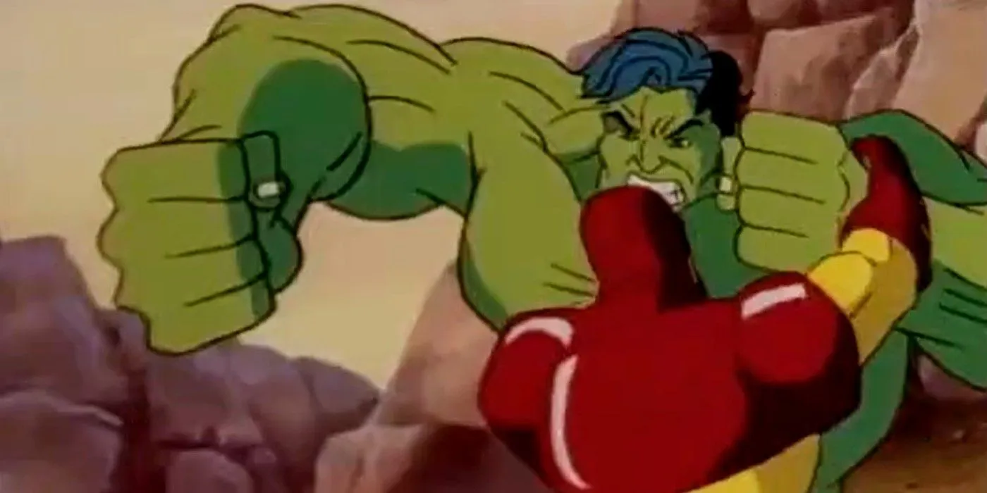 Hulk and Iron Man grappling Hulk and Iron Man grappling