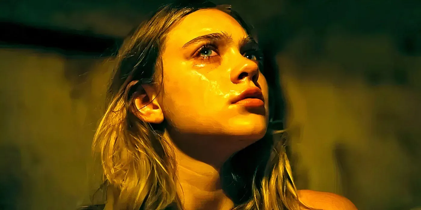 Isabel Gravitt as Kaya looking scared in Dead Sea