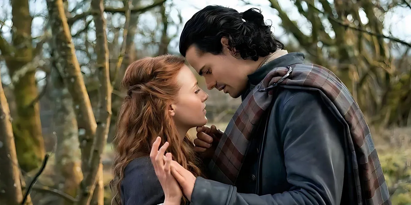 Jamie Roy as Brian Fraser and Harriet Slater as Ellen MacKenzie in Outlander: Blood of My Blood Jamie Roy as Brian Fraser and Harriet Slater as Ellen MacKenzie in Outlander: Blood of My Blood