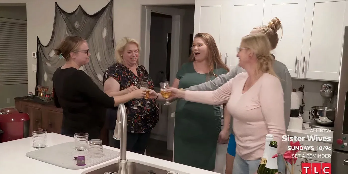 Janelle with family on Sister Wives Janelle with family on Sister Wives