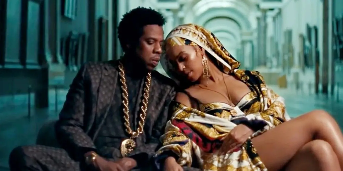 Jay-Z and Beyonce in the music video for APESHIT Jay-Z and Beyonce in the music video for APESHIT