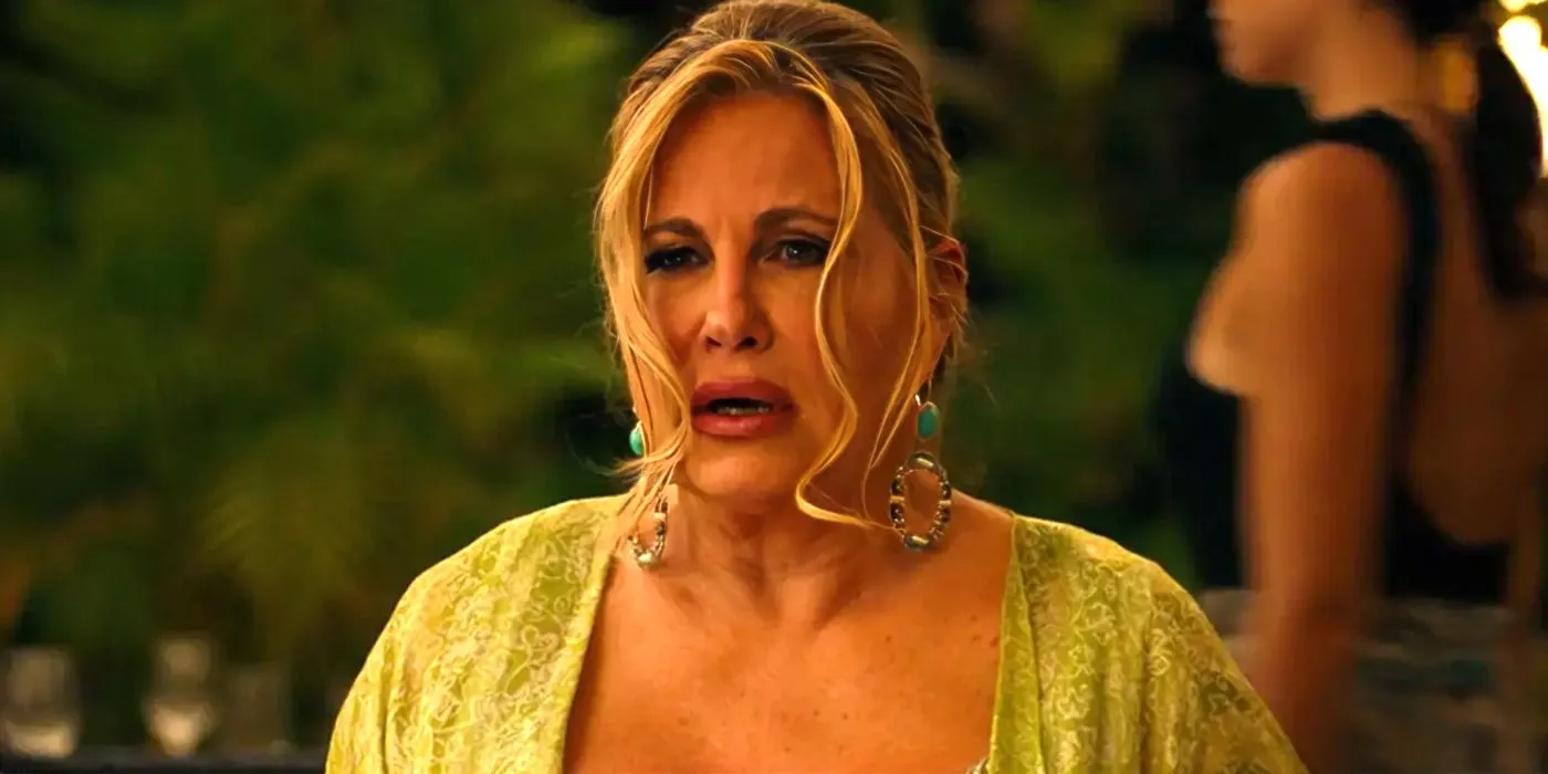 Jennifer Coolidge as Tanya looking upset in The White Lotus season 1 Jennifer Coolidge as Tanya looking upset in The White Lotus season 1