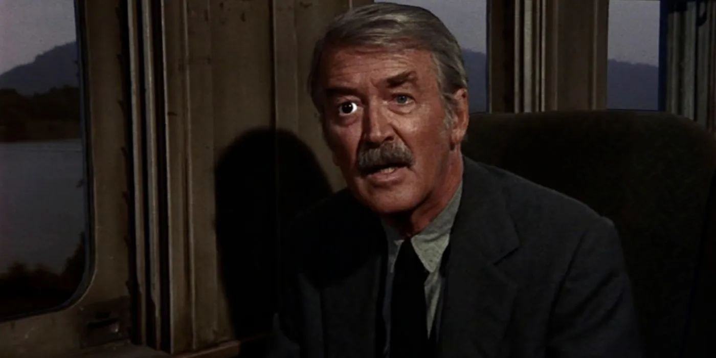 Jimmy Stewart close-up showing glass eye in Fool's Parade
