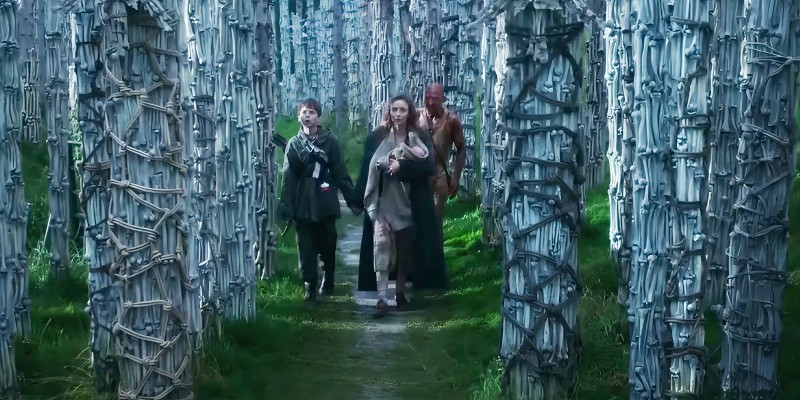 Scene from 28 Years Later with Jodie Comer and Ralph Fiennes Scene from 28 Years Later with Jodie Comer and Ralph Fiennes