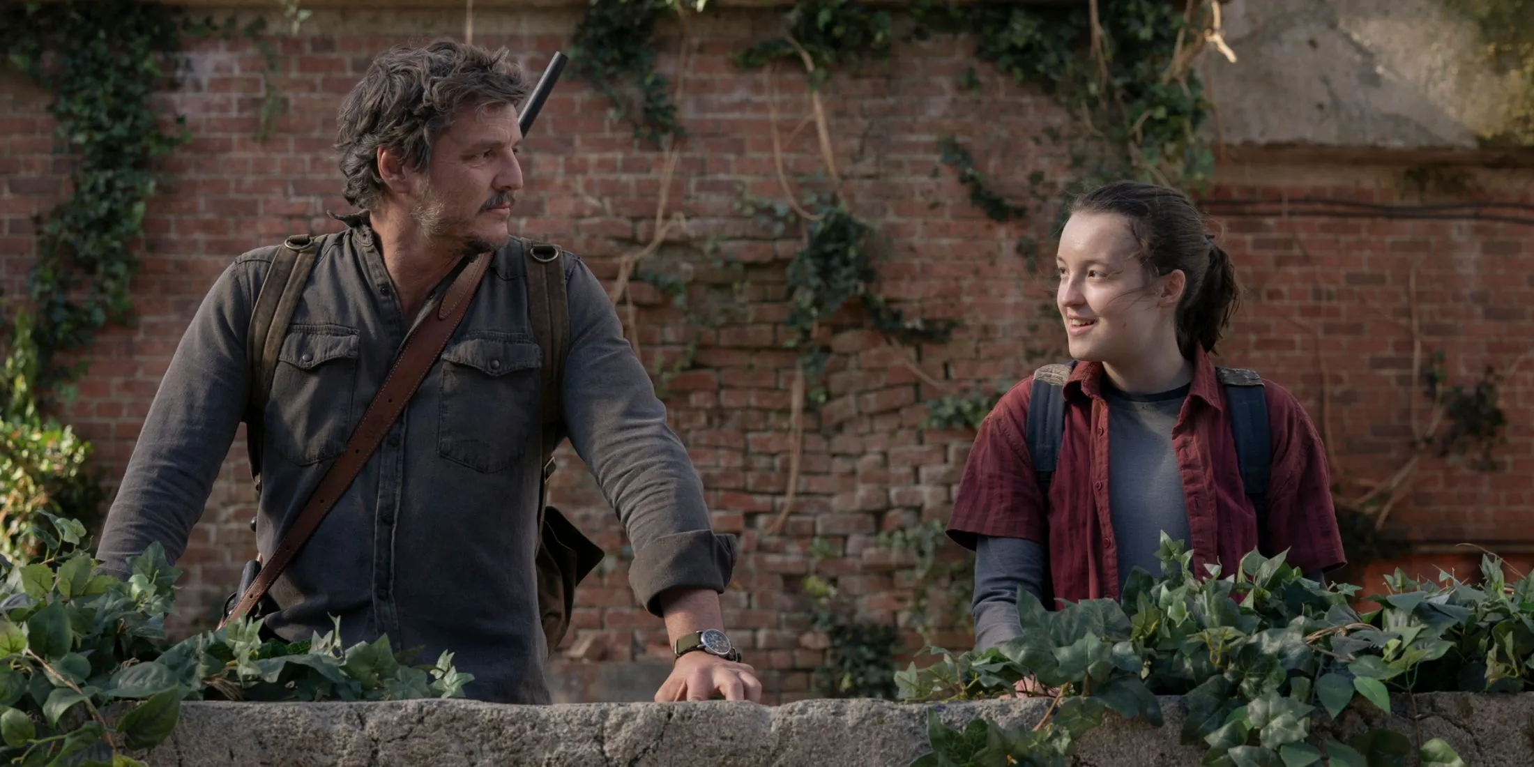 Ellie and Joel in a dramatic scene