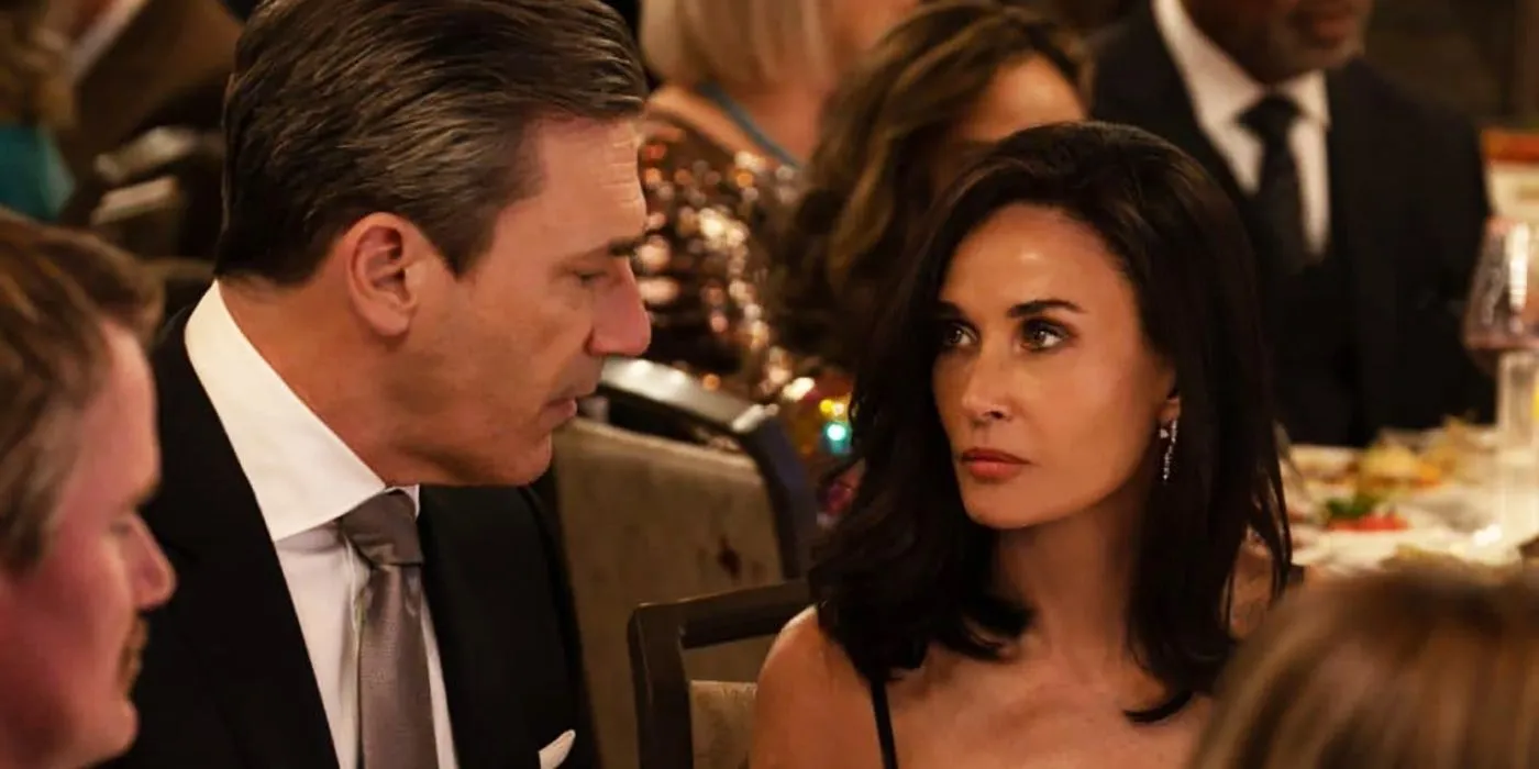 John Hamm and Demi Moore as Monty and Cami Miller in Landman John Hamm and Demi Moore as Monty and Cami Miller in Landman