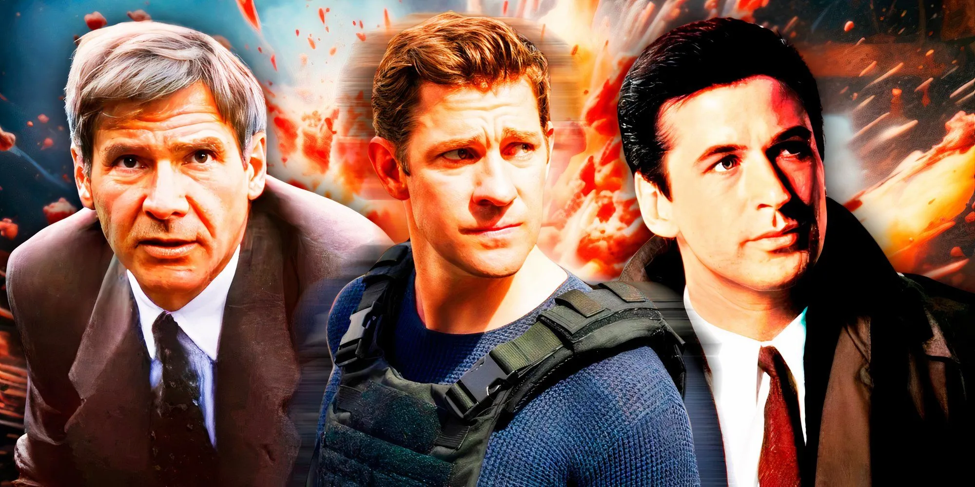 John Krasinski as Jack Ryan with Alec Baldwin and Harrison Ford