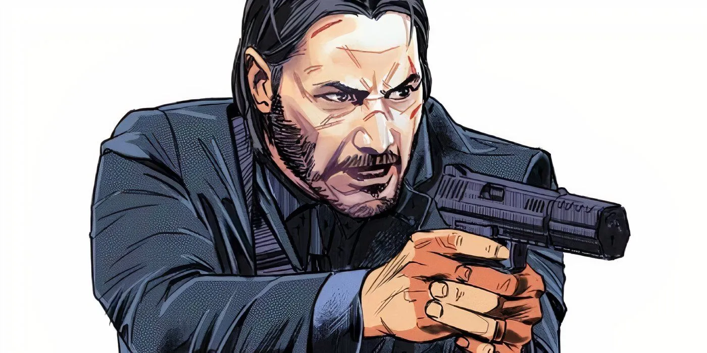 Comic illustration of John Wick Comic illustration of John Wick
