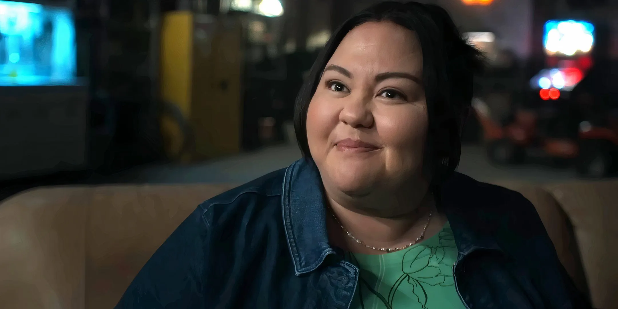 Jolene Purdy's character Midge smiling in The Bondsman Jolene Purdy's character Midge smiling in The Bondsman