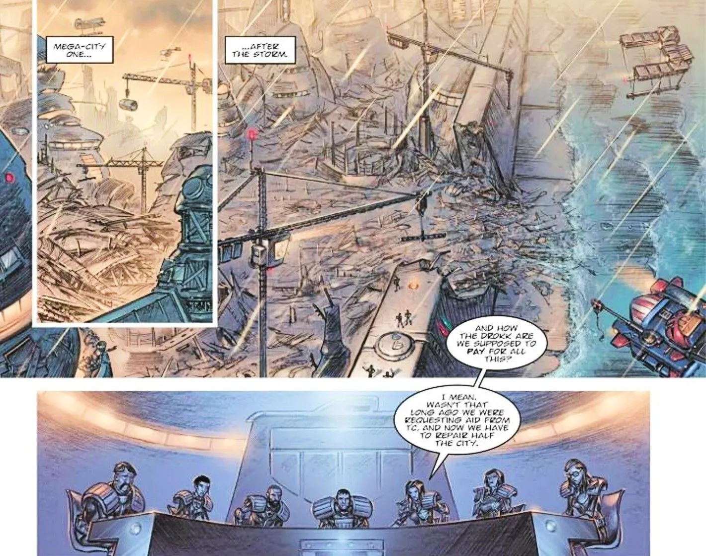 Judge Dredd, A Better World, the wreckage of Mega City One after a major catastrophe Judge Dredd, A Better World, the wreckage of Mega City One after a major catastrophe