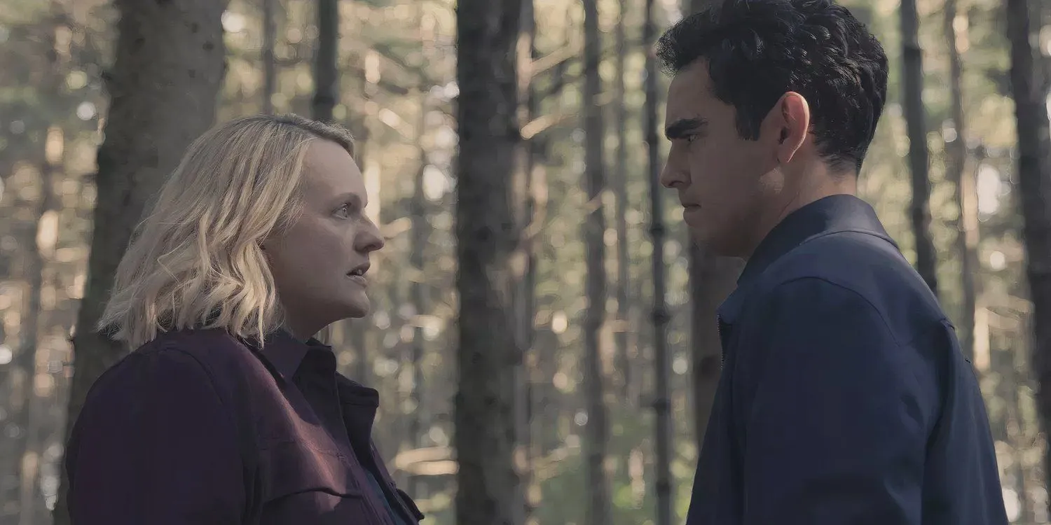 June and Nick in the woods in The Handmaid's Tale season 6, episode 3