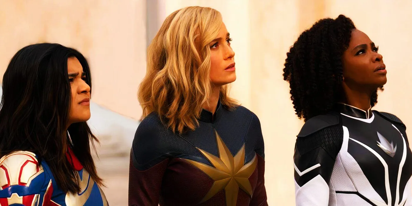 Kamala Khan, Carol Danvers, and Monica Rambeau in The Marvels