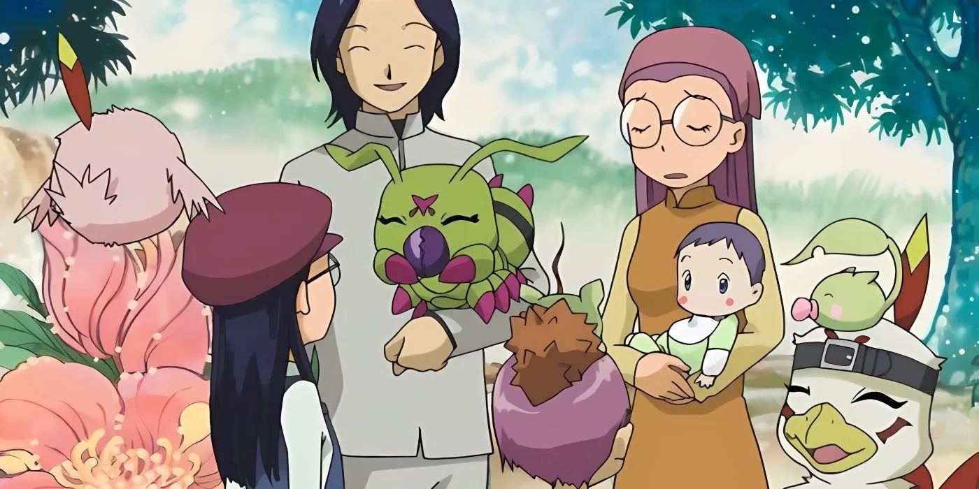 Ken and Yolei with their children and partner Digimon Ken and Yolei with their children and partner Digimon