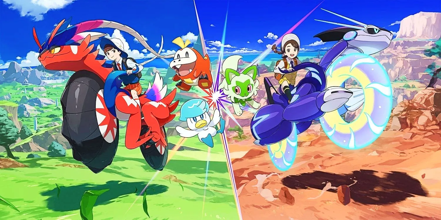 Koraidon, Miraidon, and the Paldea starters in official art from Pokemon Scarlet and Violet. Koraidon, Miraidon, and the Paldea starters in official art from Pokemon Scarlet and Violet.