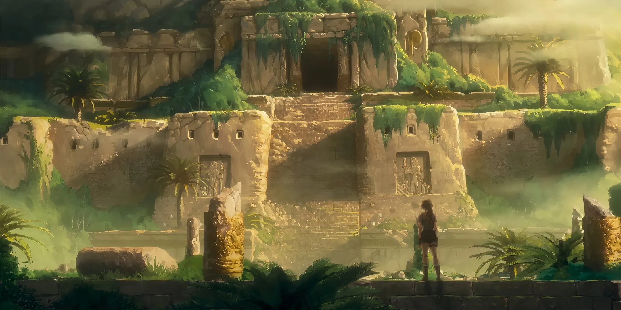 Lara at a mountain temple Lara at a mountain temple