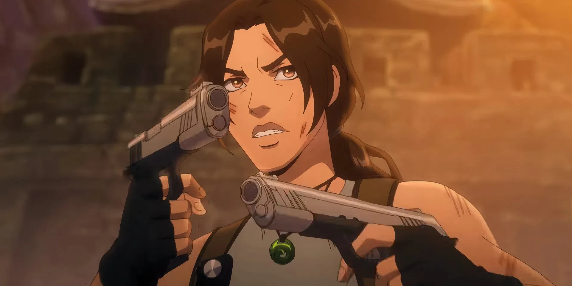 Lara Croft exploring a cave Lara Croft exploring a cave
