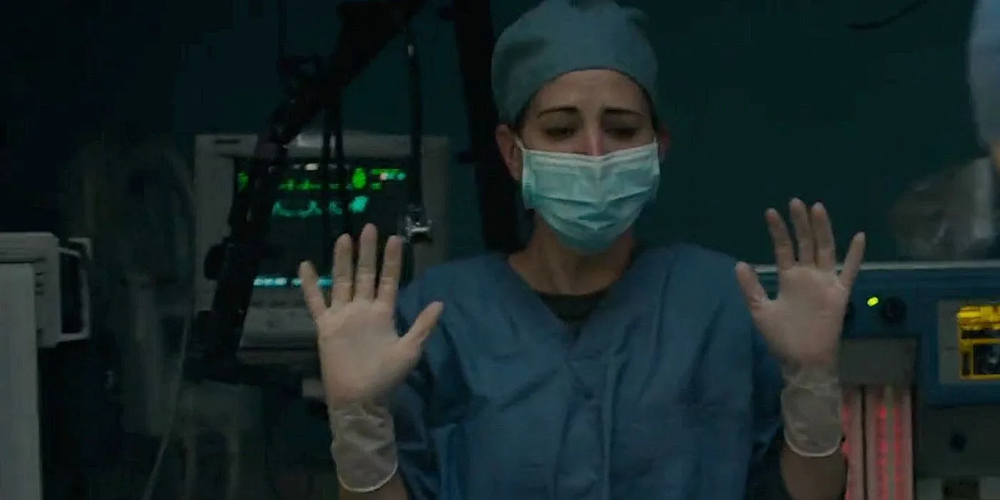 Laura Bailey as a surgeon