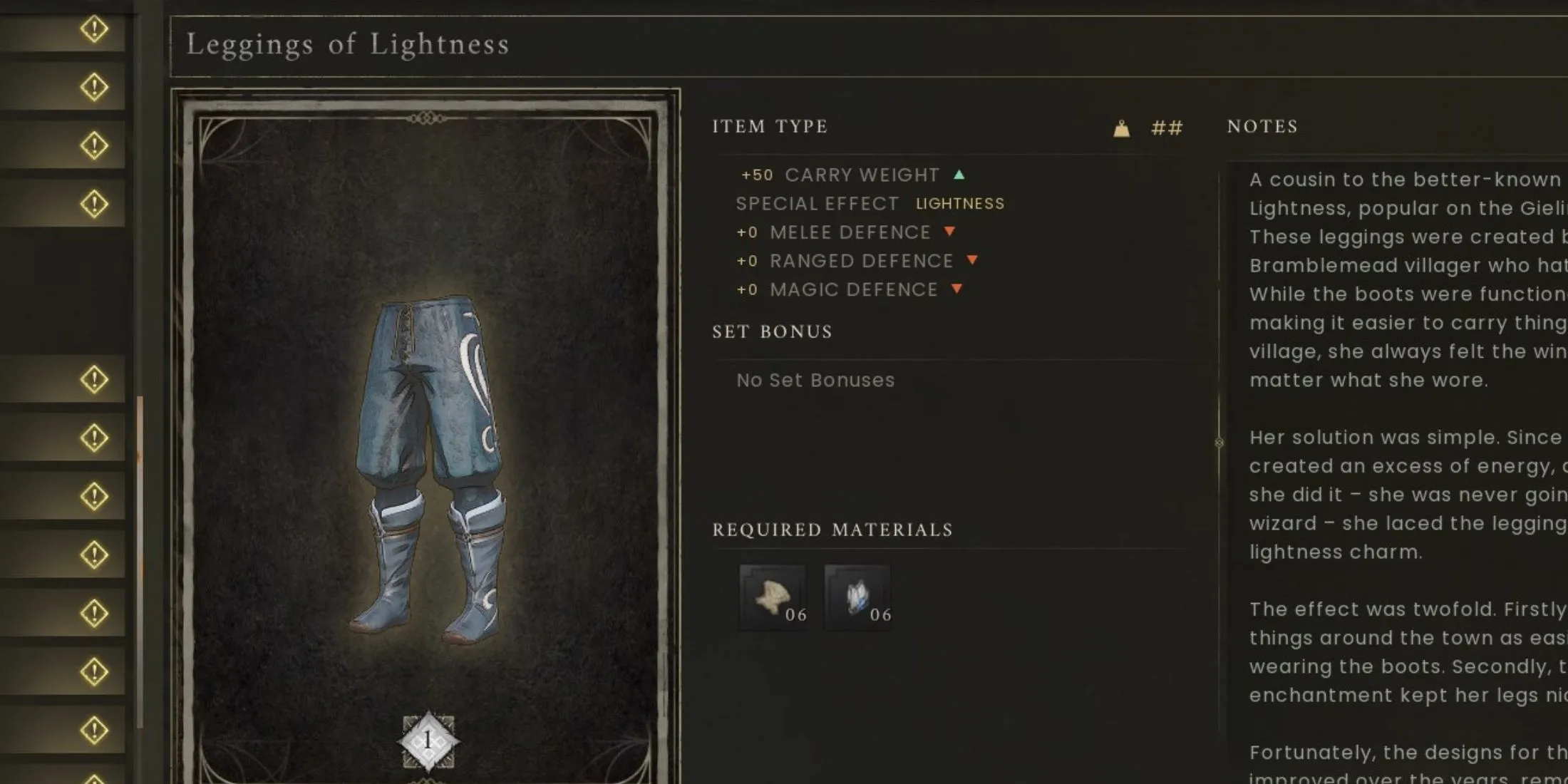 Leggings of Lightness Recipe
