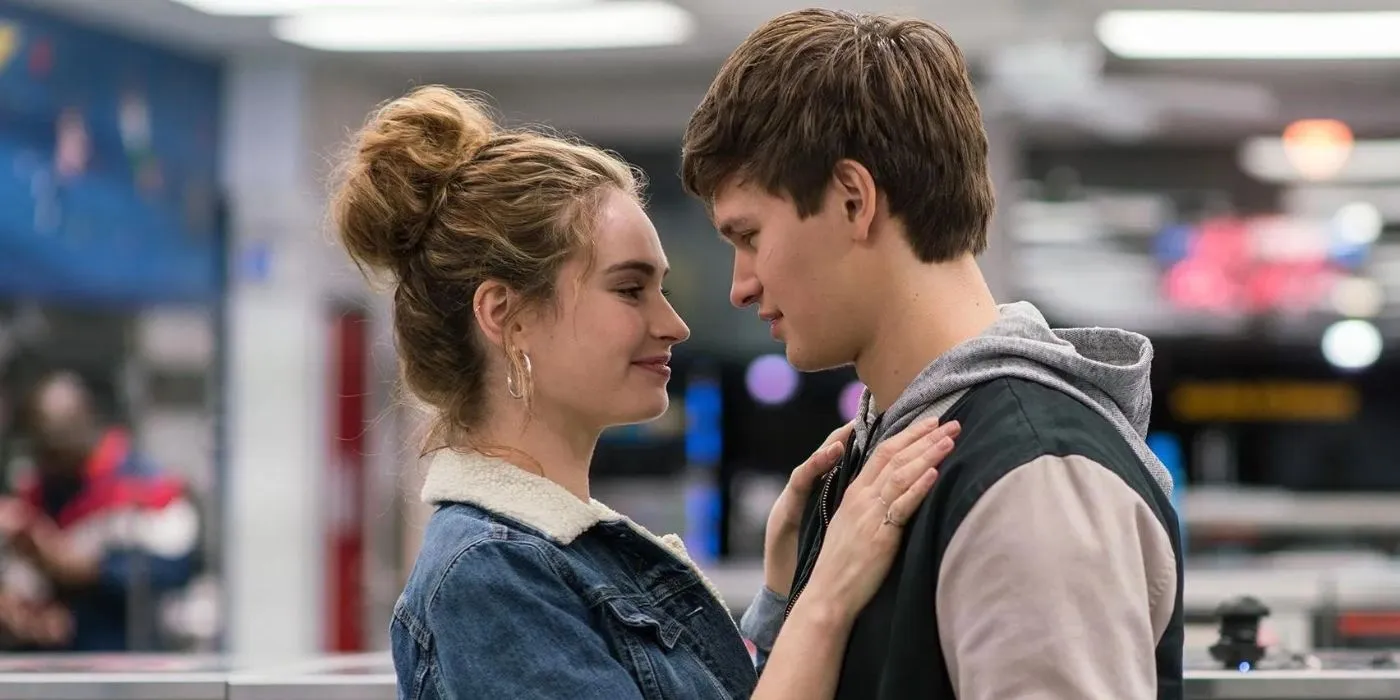 Lily James as Debora and Ansel Elgort as Baby in Baby Driver. Lily James as Debora and Ansel Elgort as Baby in Baby Driver.