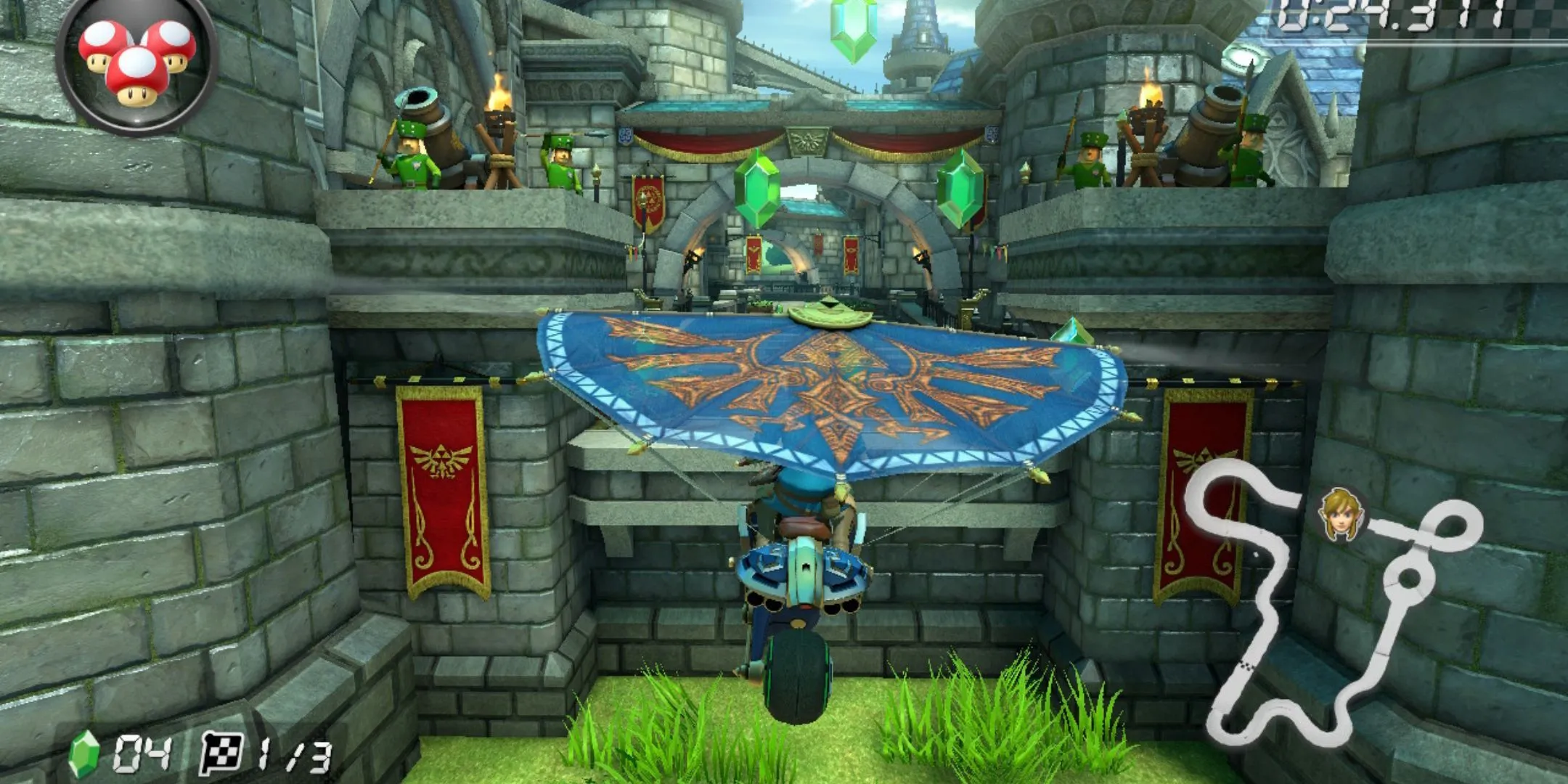 Link racing in Mario Kart 8