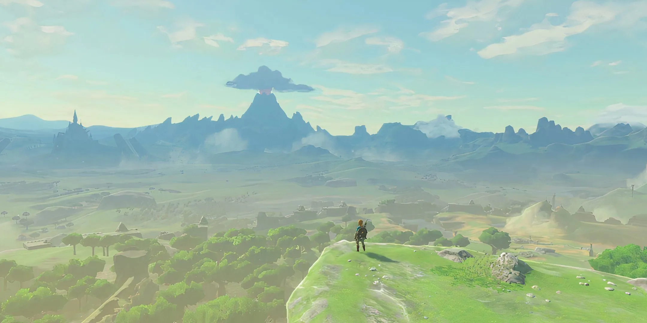 Link gazing at Hyrule
