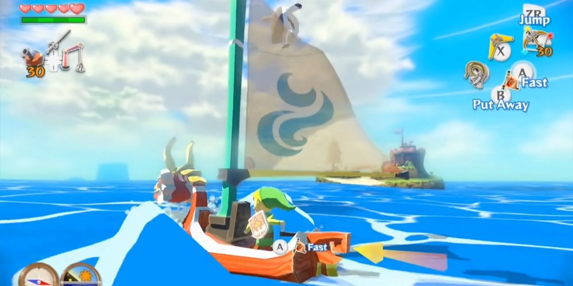 Link Sailing in Wind Waker