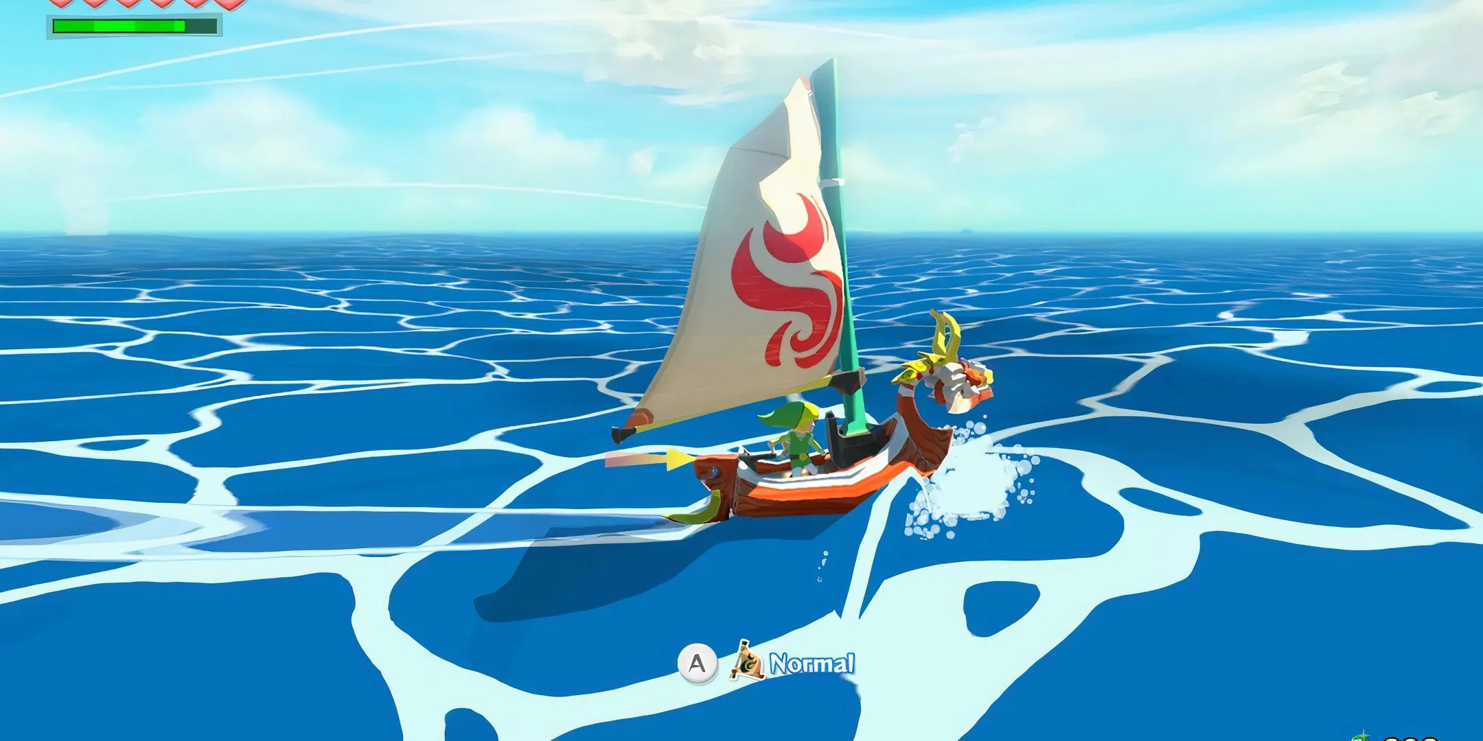 Link sailing in Wind Waker