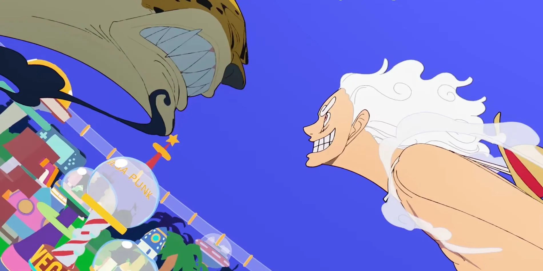 Luffy and Lucci on Egghead Luffy and Lucci on Egghead