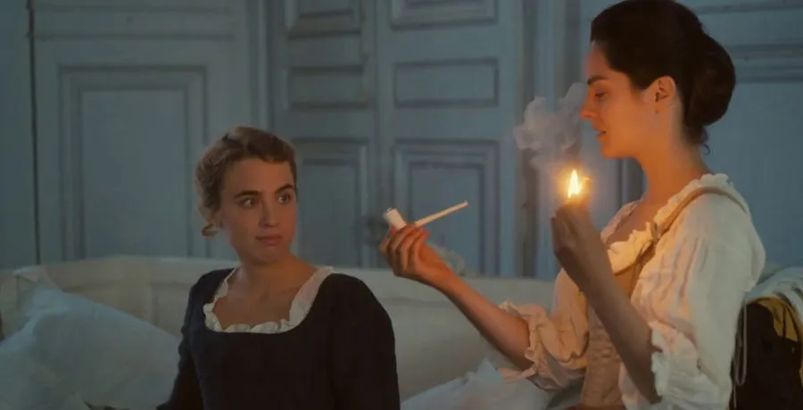 Marianne and Héloïse with fire